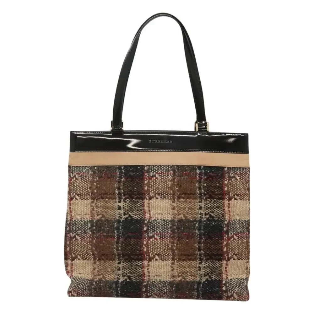 Burberry Nova Check Wool Tote Bag Beige